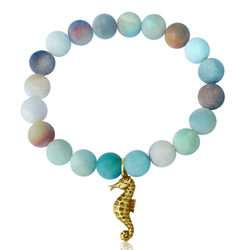 Amazonite Bracelet with a Magical Seahorse Ocean Inspired Jewelry