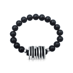 Zero Waste Bracelet with with up-recycled SCUBA parts and Onyx