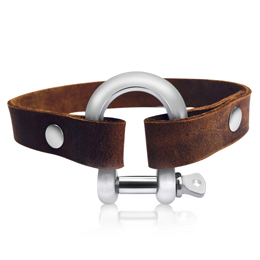 gogh jewelry design Leather Bracelet for Perseverance with nautical style stainless steel shackle connector 